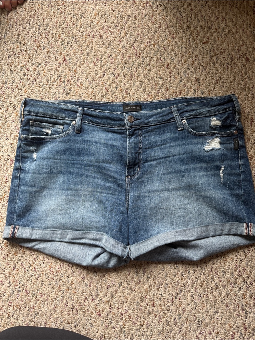 Silver Jeans Light Blue Distressed Roll-Cuff Women's Shorts